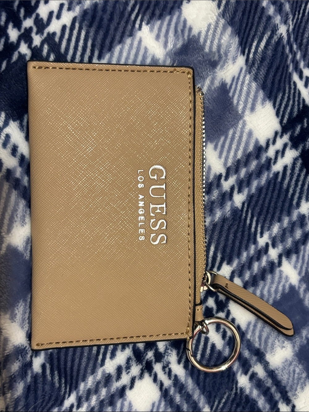 GUESS Los Angeles Beige Card Holder Key Ring Wallet